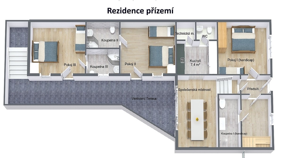 Rezidence Kobylí půdorys spodního patra