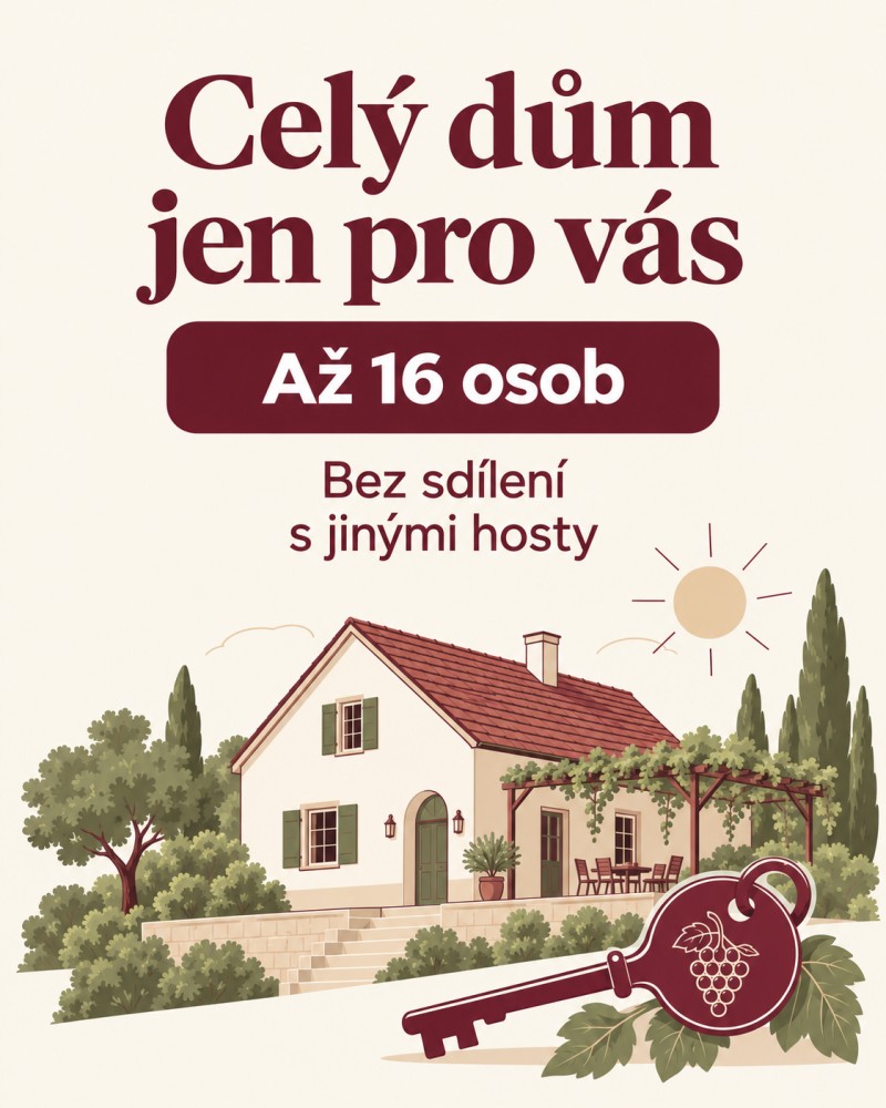 Celý dům jen pro vás v Rezidenci Kobylí. Až 16 osob, bez sdílení s jinými hosty.